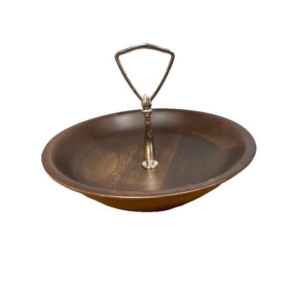 Vintage Ozark Walnutware Candy Nut Dish Solid Walnut Mid Century Modern 8 inch - Picture 4 of 6